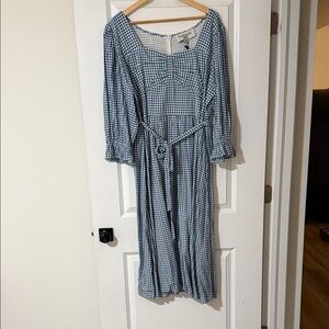 JessaKae Blue Checkered Long Sleeve Dress